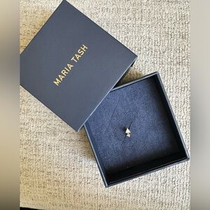 MARIA TASH - Invisible Set Triangle Diamond Dangle Threaded Earring Retail$1,290